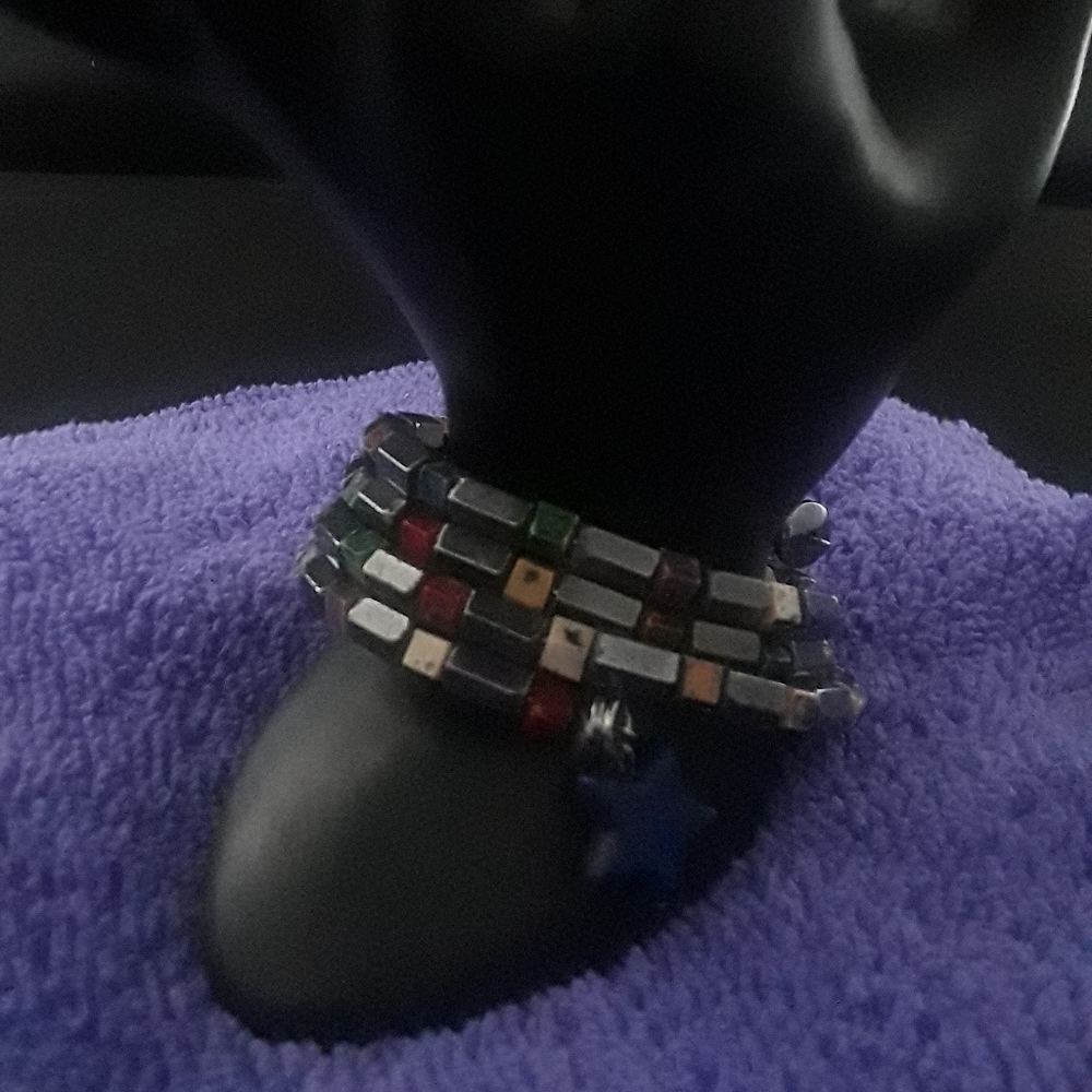 Hematite stone wrap bracelet.